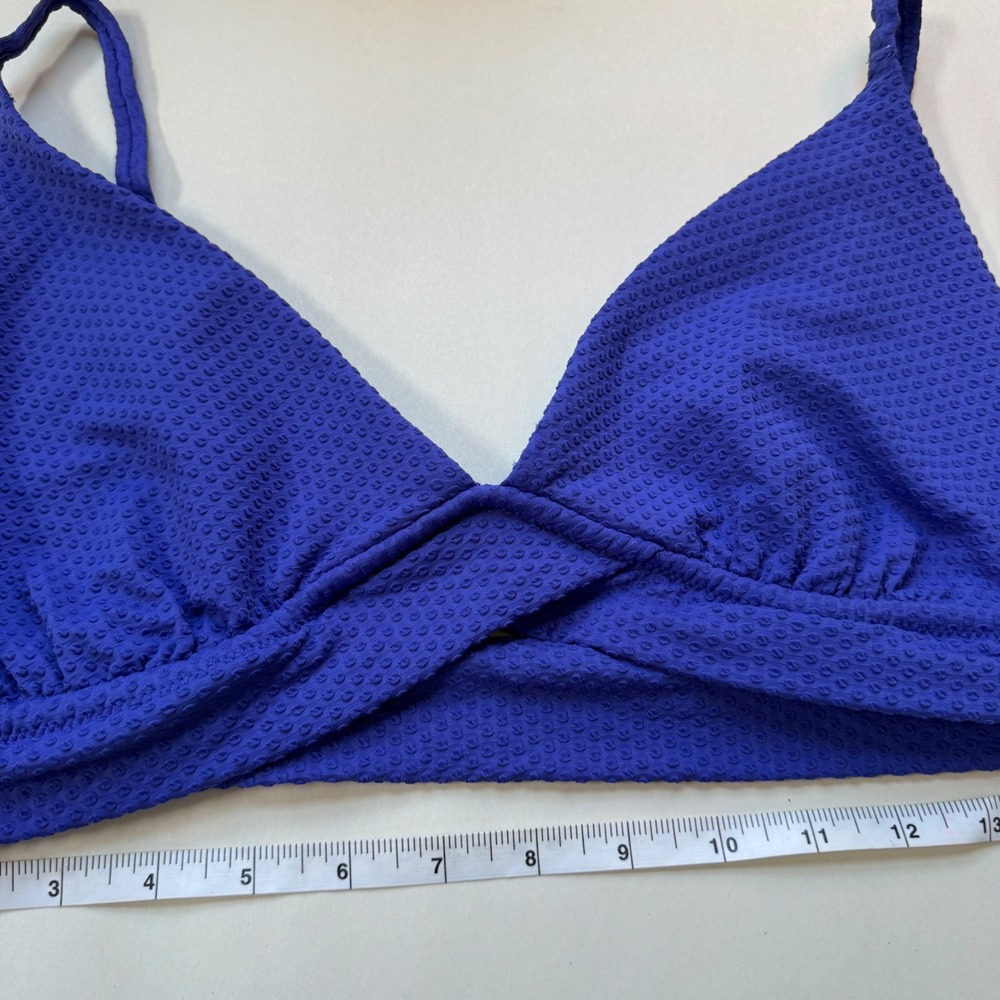 Aerie Real Good Blue Textured Wrap Triangle Bikini Top XXL‎ New With Tags - Picture 2 of 7